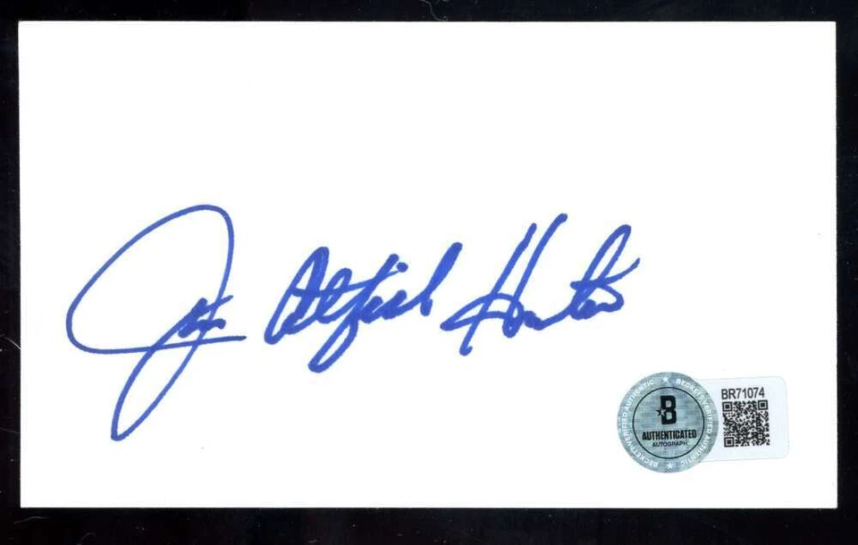 Jim Catfish Hunter Beckett BAS Signed 3x5 Index Card Autograph - Image 1 of 1