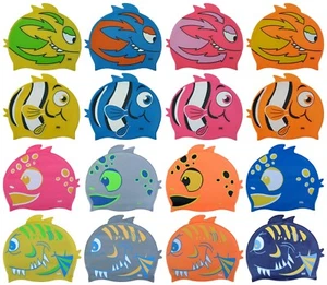CHEX 100% Silicona Aleta de Pez Niños Natación Natación Sombrero Gorra Smiley Gama 2024 - Imagen 1 de 17