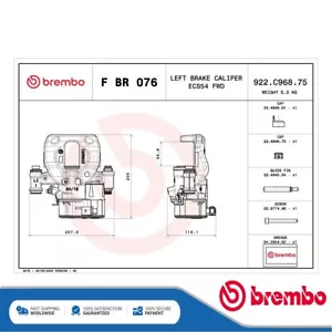 Fits Sprinter 2.1 CDi Electric Brake Caliper Front Rear Left Brembo - Picture 1 of 4
