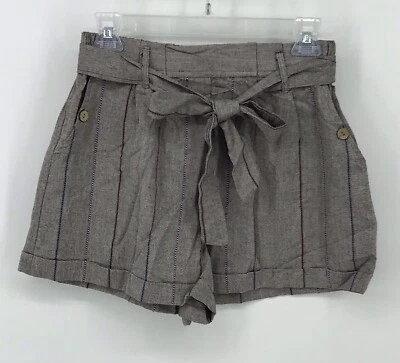 Pantalones Cortos Angie Rayas Corbata Cintura 100% Algodón Gris Azul Marino Borgoña Rayas Medianos Nuevos con Etiquetas Foto 1 de 4