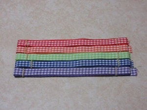 SALE!! 5 - 3/8" WOVEN RIBBONS - ASSORTED GINGHAM CHECKS - 1 YARD @ - Picture 1 of 6