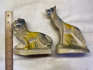 2 - Vintage Chalk Ware Figures- 5" Lion and 6" Dog - Picture 1 of 8