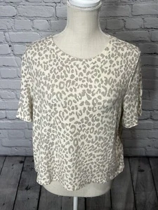 Nueva con etiquetas Camisa Grande Socialite Cuello Redondo Avena Estampado Leopardo - Imagen 1 de 9