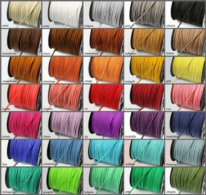 Velourband Kunstwildleder Band 2,5 mm 5 m flach Schnur Kordel, WLB-2 - Bild 1 von 40