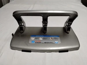 Carl HC-340 Hole Punch - 3 Punch Heads - 40 Sheet Capacity - 9/32" Sheet Space - Picture 1 of 9
