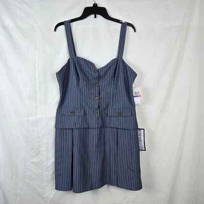 City Studios Juniors' Denim White Striped Vest-Bodice Sleeveless Mini Dress XXL - Image 1 of 4