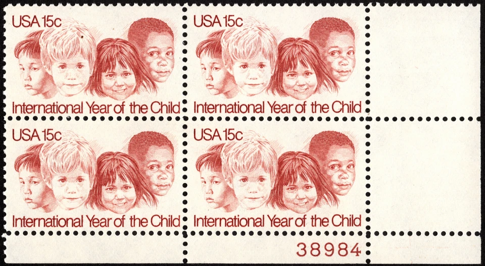 US Stamp Scott 1772 Plate Block Mint NH 15 Cents International Year of the Child - Image 1 of 1