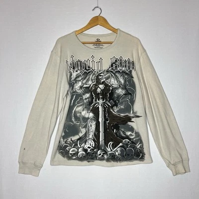 Жидкий синий тепловой рубашка мужская надгробие жнец серый длинным рукавом Y2K размер L - Изображение 1 из 4