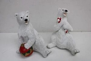 Juego de 2 Oso Polar Decoración Navidad Vacaciones Blanco Pesado - Imagen 1 de 7