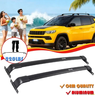 Riel portaequipajes de techo de barra transversal 220 lb para accesorios de carga Jeep Compass 2017-2025 Foto 1 de 4