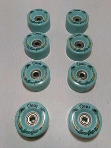 Vintage Oasis Sure Grip Skate Roller Rollen 8er Set Aqua Teal Palmen - Bild 1 von 10