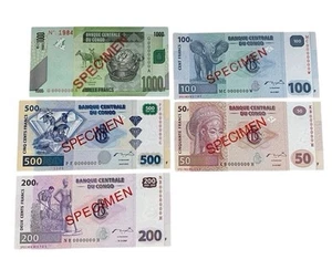 Congo Democratic Republic Banknotes Specimen Set Uncirculated 2002-2013 - Picture 1 of 4