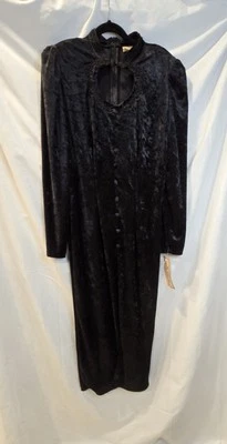 NWT Vintage Frontier Velvet Dress Black Size 11 Button Accent Zip - Image 1 of 4