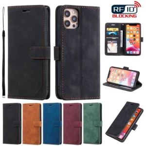 For iPhone 16 15 14 13 12 11 6 7 8+ Wallet Card Leather Case Cover RFID Blocking - Picture 1 of 53