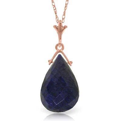 Collar fino oro rosa macizo 14K 16-24" con zafiro briolette Foto 1 de 4