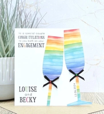 Personalised Handmade LGBT Engagement Card, Gay Couple, Lesbian, Gay, Engagement - Image 1 of 2