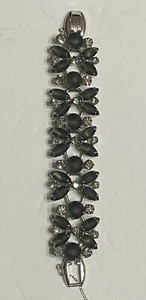 Bracciale Vintage Juliana D&E Grigio Strass Smerigliato 5 Maglie Floreale Verificato - Foto 1 di 10