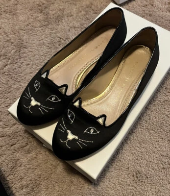Authentic Charlotte Olympia Velvet Ballet Kitty Flats - Size 6/36 - Image 1 of 4