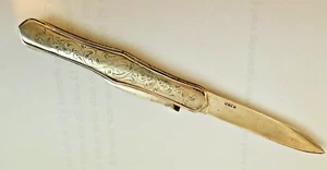 POCKET KNIFE COIN SILVER MONOGRAMED SYMBOLS ON EDGE OF CASE - Picture 1 of 7