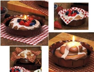 Original 6" CINNAMON BUN or BERRY BRUMBLE 12 oz CANDLE +Gingham NAPKIN & DISH - Picture 1 of 3