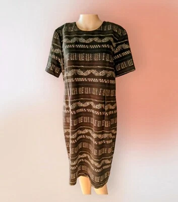 Vestido Lápiz De Colección Miss Dorby Petites Carrera Marrón ARTESY Geométrico Talla 16 Pequeño Foto 1 de 4