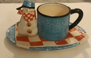 Discontinued Hallmark Snowman Mug And Plate Set. Holiday Christmas Set. PERFECT! - Picture 1 of 4