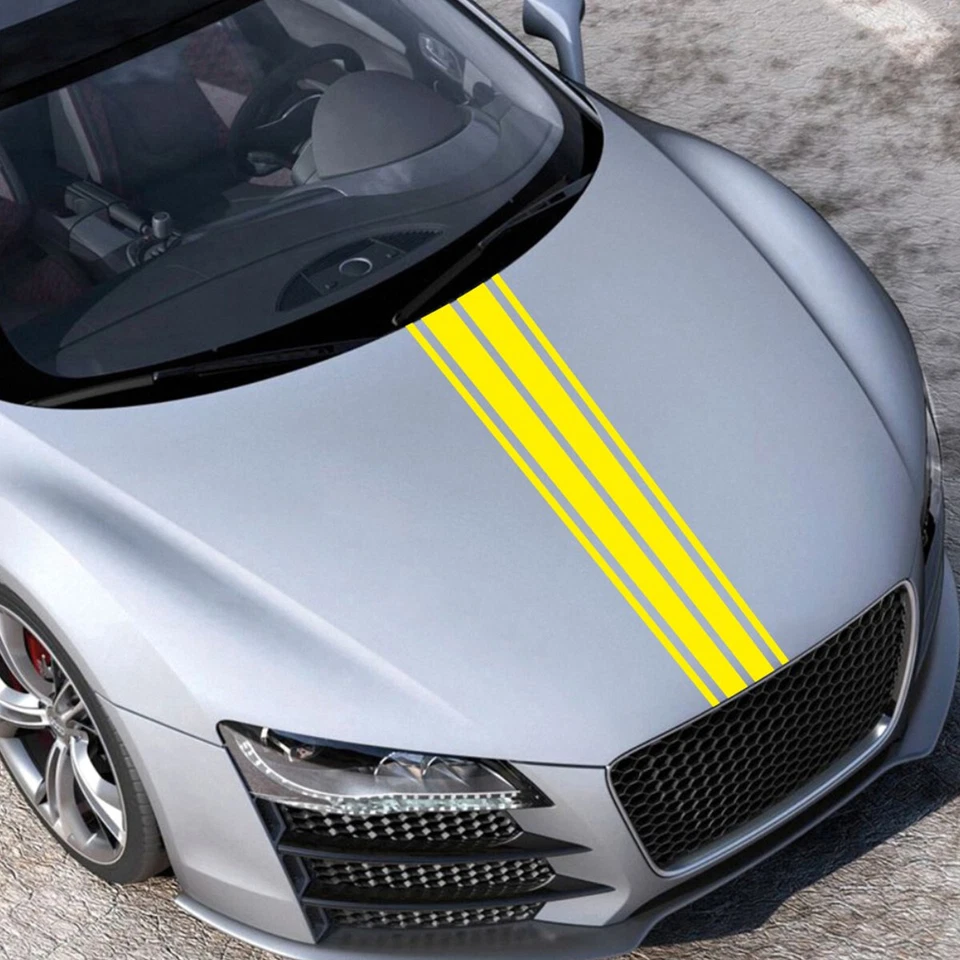 Adesivo autoadesivo de vinil filme envoltório corrida esportes capuz listra carro - Imagem 1 de 4