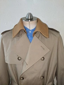 Vintage 40R Brooks Brothers zweireihiger Trenchcoat mit Gürtel Regenmantel Gabardine Wolle - Bild 1 von 10