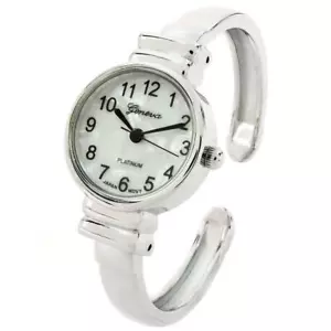 Reloj brazalete con correa de metal plateado blanco talla pequeña para mujer - Imagen 1 de 3