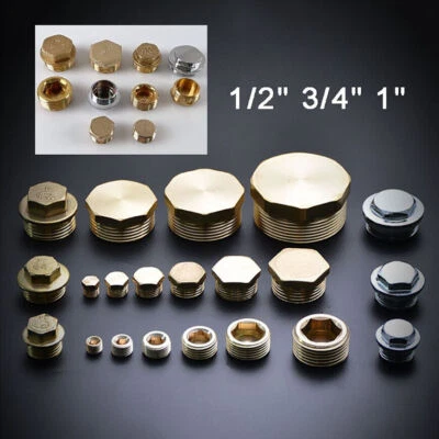 BSP 1/2 3/4 1 BRASS Pipe Fitting Male Thread Blanking Plug Hex Plug Blanking Cap - Image 1 of 4