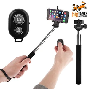 Selfie Stick extendable monopod handheld shutter remote bluetooth iphone samsung - Photo 1 sur 9