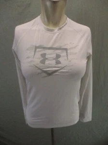Under Armour HEAT GEAR Size L Kids Unisex White Long Sleeve Athletic Top 903 - Picture 1 of 9
