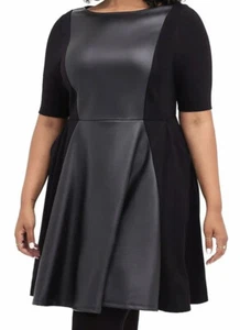 Torrid Women’s Plus Size 2 2X 18-20 Skater Dress Luxe Ponte Coated Black New - Picture 1 of 8