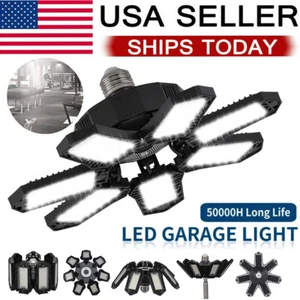 6500K LED Garage Light Super Bright Work Shop Ceiling Light Deformable Bulb - Picture 1 of 22