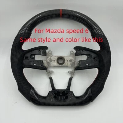 Custom 2003-2008 Mazda speed 6 Carbon Fiber Perforated Leather Steering Wheel - Image 1 of 4