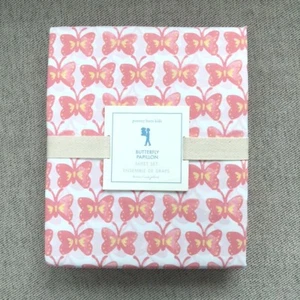 Pottery Barn Kids Butterfly Papillon Twin sheet set white, Coral, Pink, yellow - Picture 1 of 2