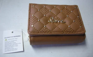 Ladies Wallet, Brown, Love Theme, 1 ID & 5 Card Holders, 4.25" x 3." x1", New - Picture 1 of 3