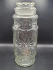 1980 Mr. Peanut Glass Jar Planters Peanuts Flower Star Pattern Vintage Clear - Picture 1 of 24