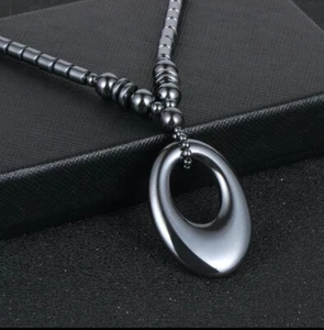 Hematite Pendant Necklace for "Women Men" Natural Stone, Chain Jewelry Gift - Picture 1 of 14