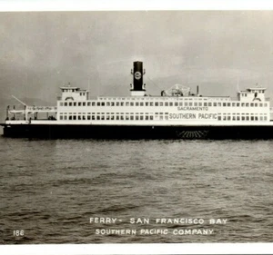 RPPC Sacramento Southern Pacific Ferryboat San Francisco Bay Vintage Postcard - Picture 1 of 4