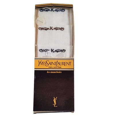 Yves Saint Laurent Vintage Men's Handkerchiefs Set of 3 Old Stock - Image 1 of 3