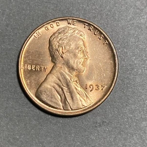 Centavo de trigo Lincoln 1937 penny Choice Bu rojo - Imagen 1 de 3