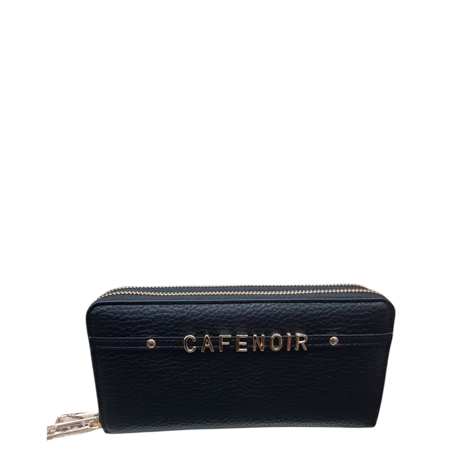 Portafoglio donna Nero Cafenoir doppia zip portamonete portacarte logo wallet - Immagine 1 di 1