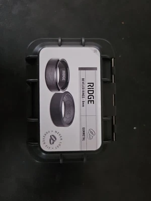 Ridge 8mm Beveled Ring Set Gunmetal Titanium, Size 10 - Image 1 of 4