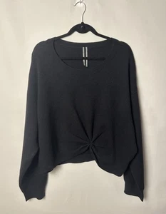 Anthropologie Sweater Womens Sz 2X Black Twist Front Pullover Knit Drop Shoulder - Picture 1 of 7