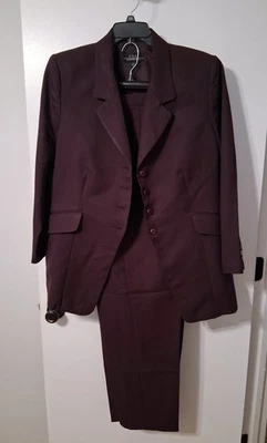 ASA Anthony Sicari Womens Lined Wine Blazer Pantsuit w Paisley Skirt J:18W P:22W - Image 1 of 4