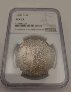 1881-S Morgan Silber Dollar 1 $ NGC bewertet MS63 doppelseitige Tönung - Bild 1 von 5