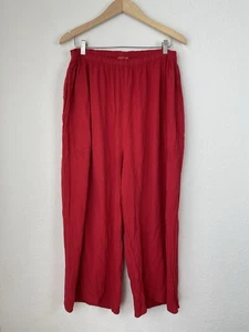 Oh My Gauze Cloud Pants Womens 2 L/XL Red Wide Leg Boho Artist Pockets Lagenlook - Picture 1 of 7