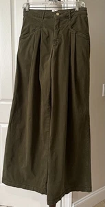 Maeve Anthropologie plissierte Hose weites Bein Größe 4 grün Taschen - Bild 1 von 8
