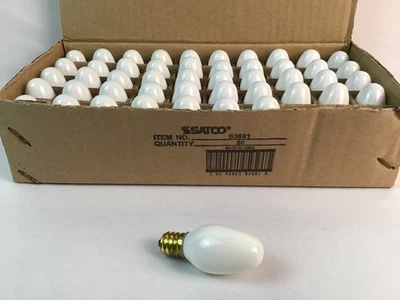 45 Ct. Satco S3681 120V Candelabra Base 4-Watt 4C7 Night Light Bulb, White NEW - Image 1 of 4